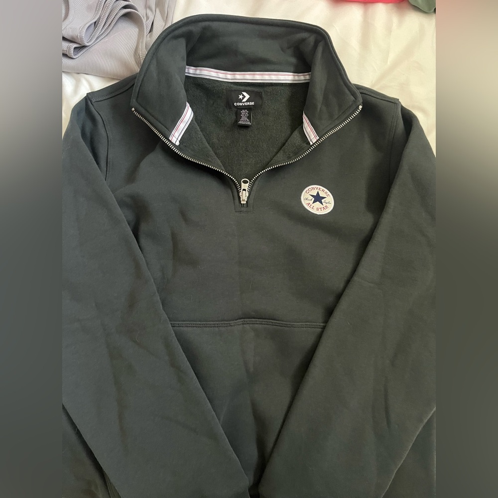 Converse Men's Dark Green Zip-Up Sweater